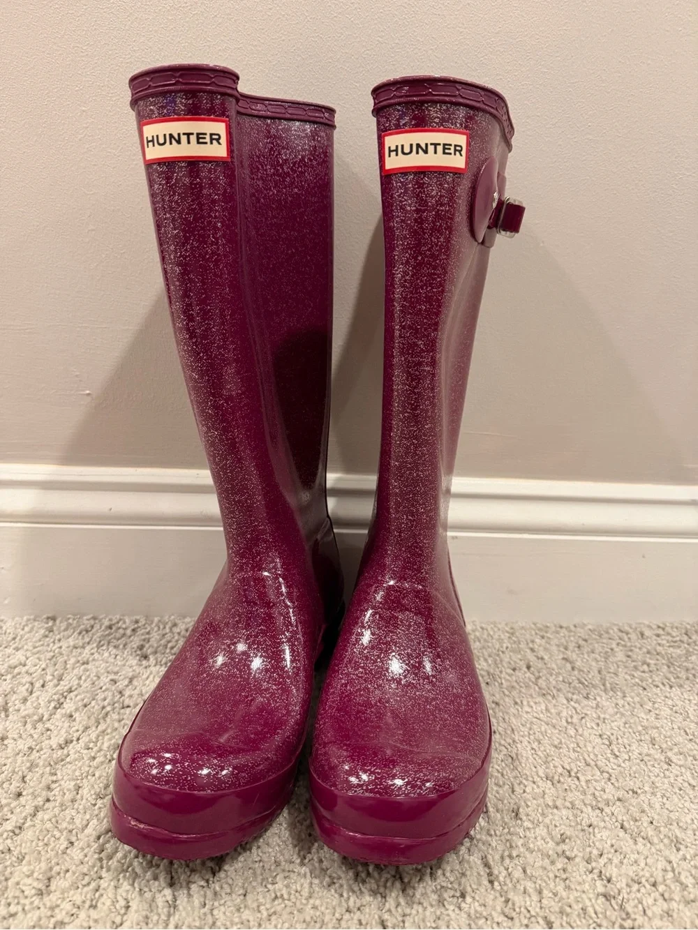 Hunter Glitter Tall Rain Boots - Plum